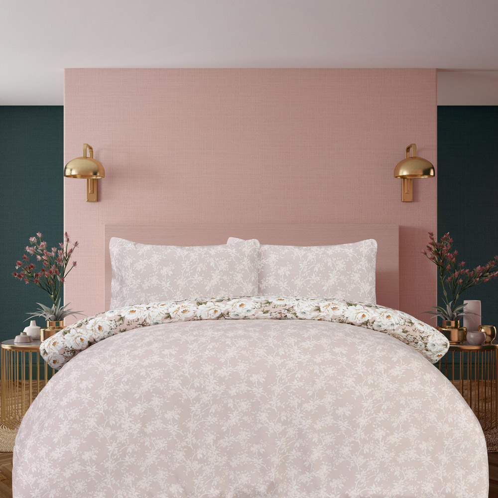 Smart Living King Size Blush Pink Elegant Blooms Duvet Set Image 6