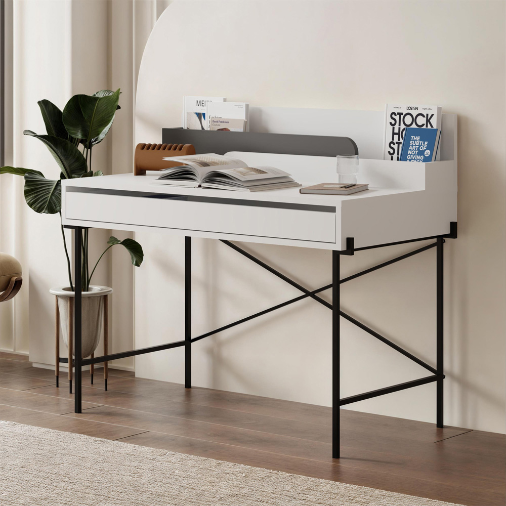 Decortie Leila Table with Hutch White Image 6