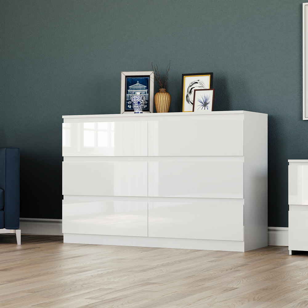 Vida Designs Glinton 6 Drawer White Chest of Drawers Image 4