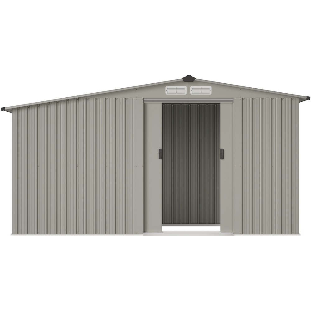 Living and Home 4 x 8ft Grey Aluminium Apex Garden Shed with Log Storage Image 7