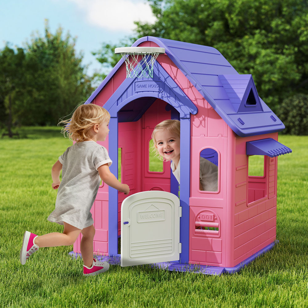Tommy Toys AIYAPLAY 5-in-1 Kids Pink Playhouse with Built-In Games Image 2