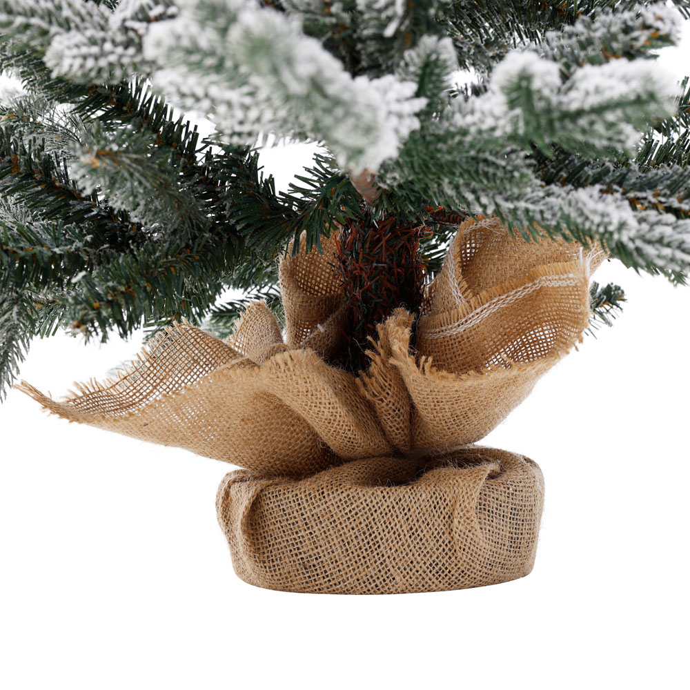 Charles Bentley 30 Warm White LED Pre-Lit Faux Snowy Christmas Tree with Hessian Base 2ft Image 5