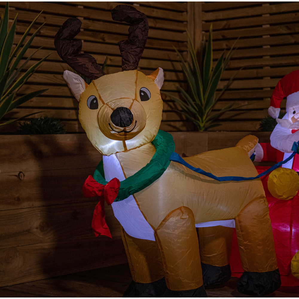 Samuel Alexander Santa and Snowman in Sleigh Light Up Inflatable Christmas Decoration 5ft Image 2