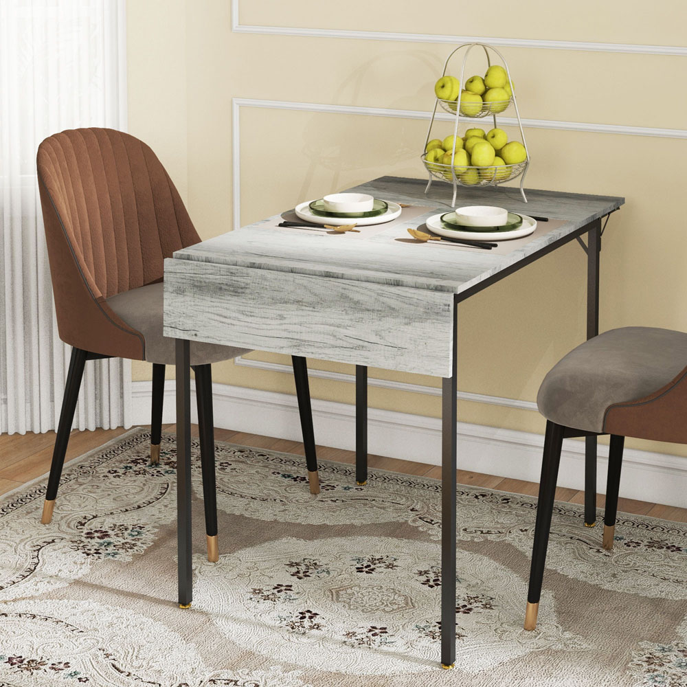 HOMCOM 4 Seater Grey Foldable Drop Leaf Dining Table Image 4