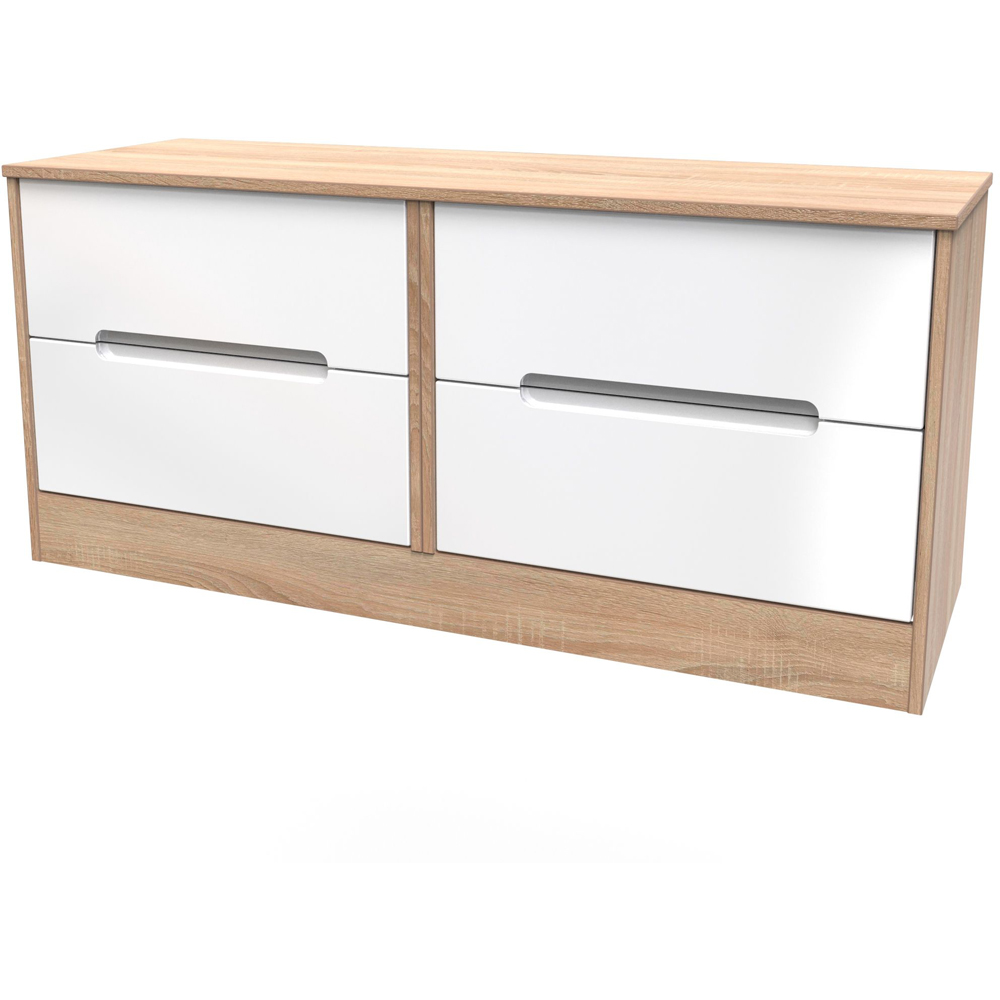 Crowndale Monaco 4 Drawer White Gloss and Bardolino Oak Bed Box Ready Assembled Image 3