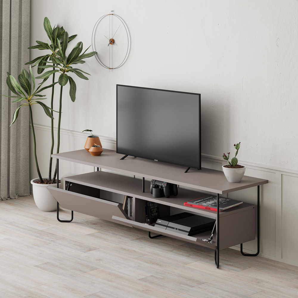 Decortie Cornea 2 Door Single Shelf Light Mocha TV Unit Image 5