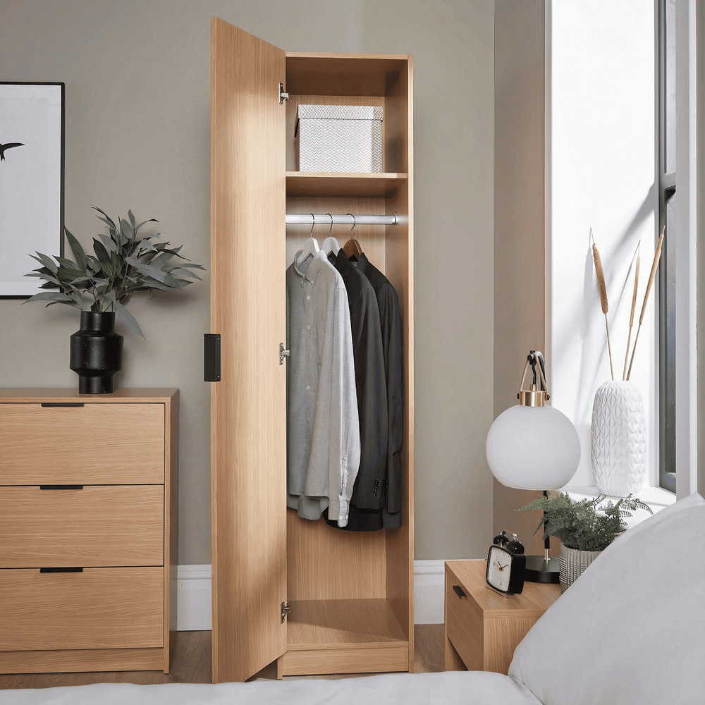 Home Source Phoenix Single Door Oak Wardrobe Image 7