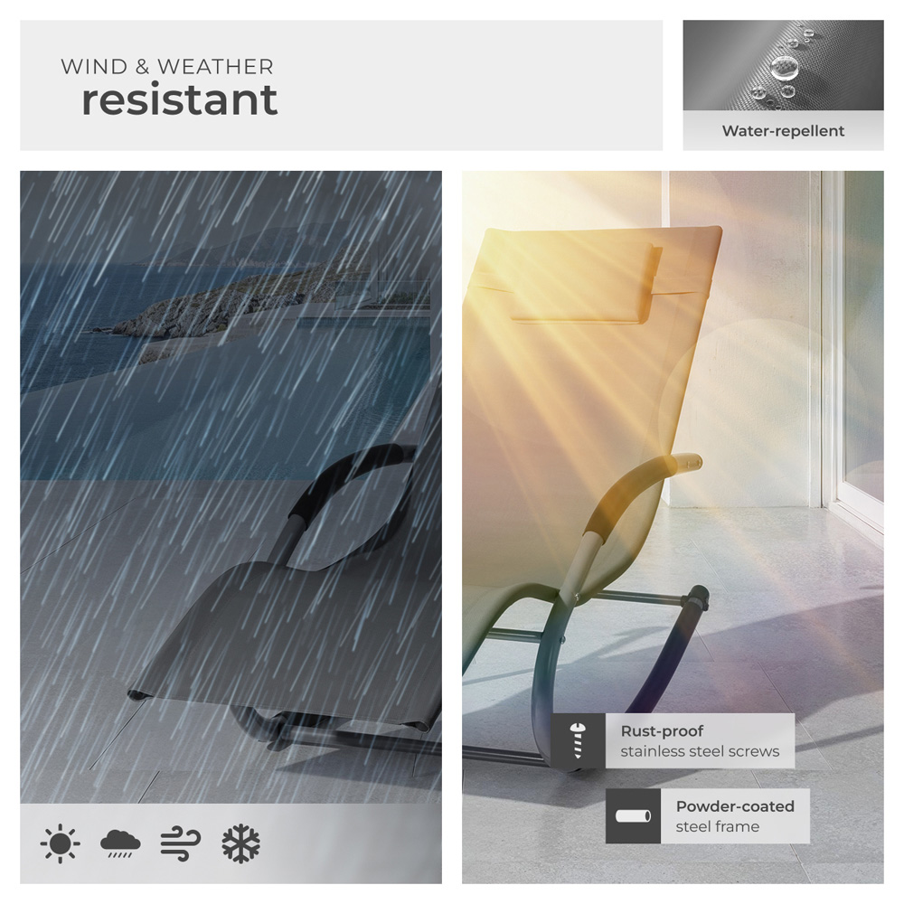 tectake Taya Set of 2 Grey Rocking Sun Lounger Image 7