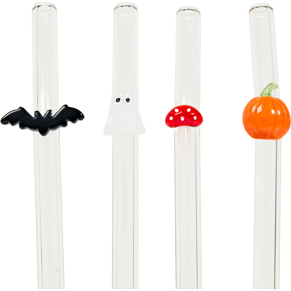 Pack of 4 Autumn and Halloween Icon Glass Straws Image 4