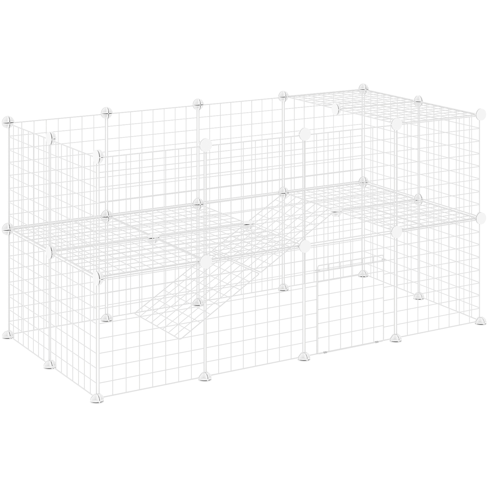 PawHut 36 Panel White Small Animal DIY Pet Playpen Image 1