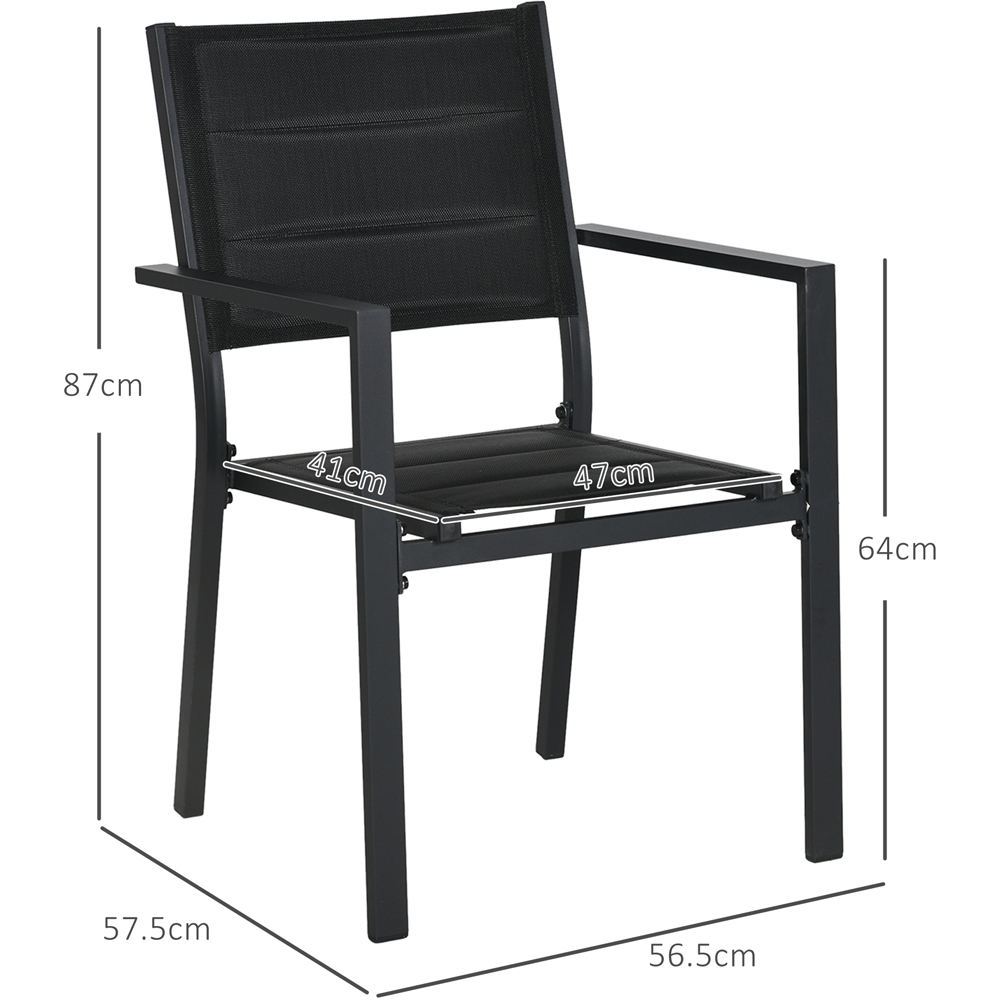 Outsunny Set of 2 Black Aluminium Stackable Garden Chairs Image 7