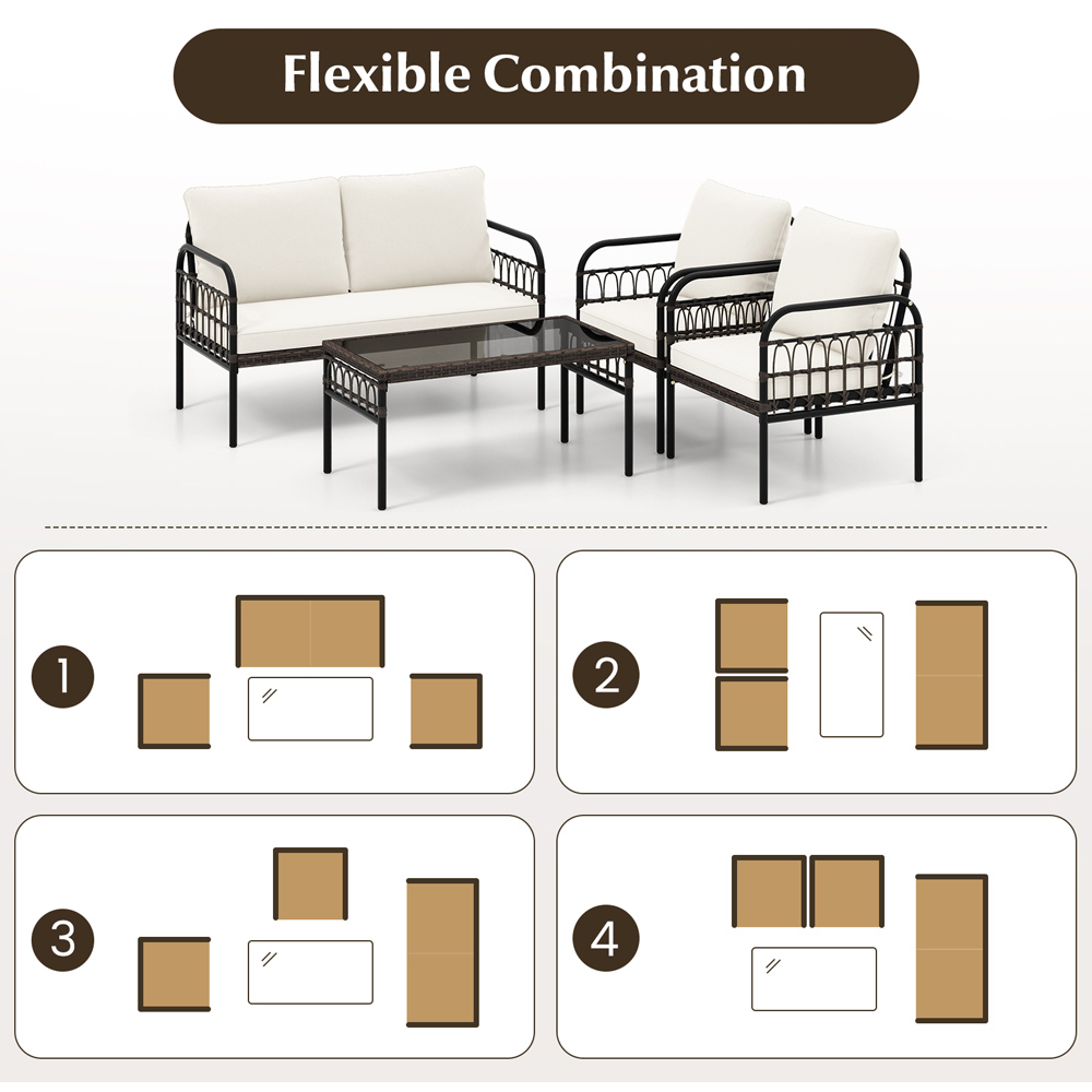 Costway 4 Seater White Patio Furniture Set Image 4