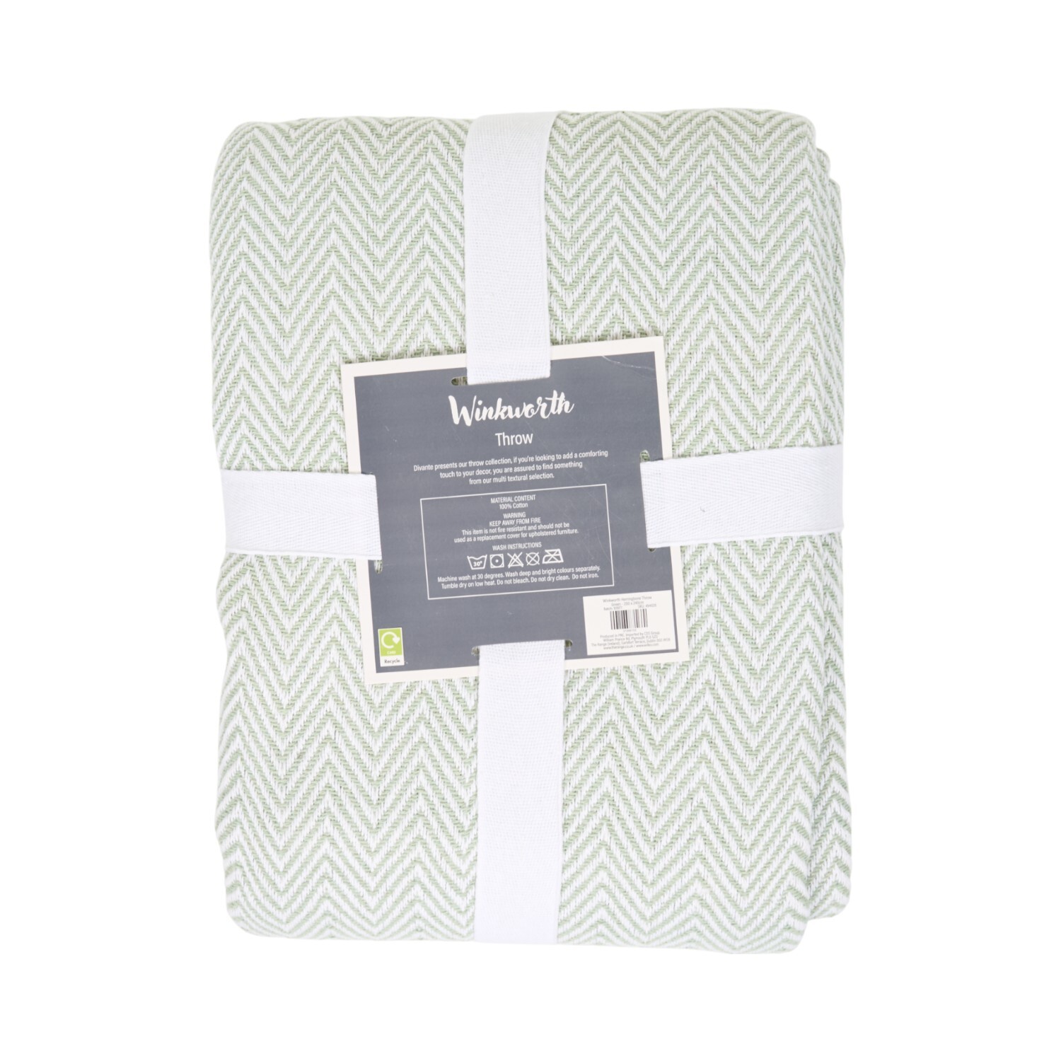 Winkworth Herringbone Pattern Throw Green Image 2