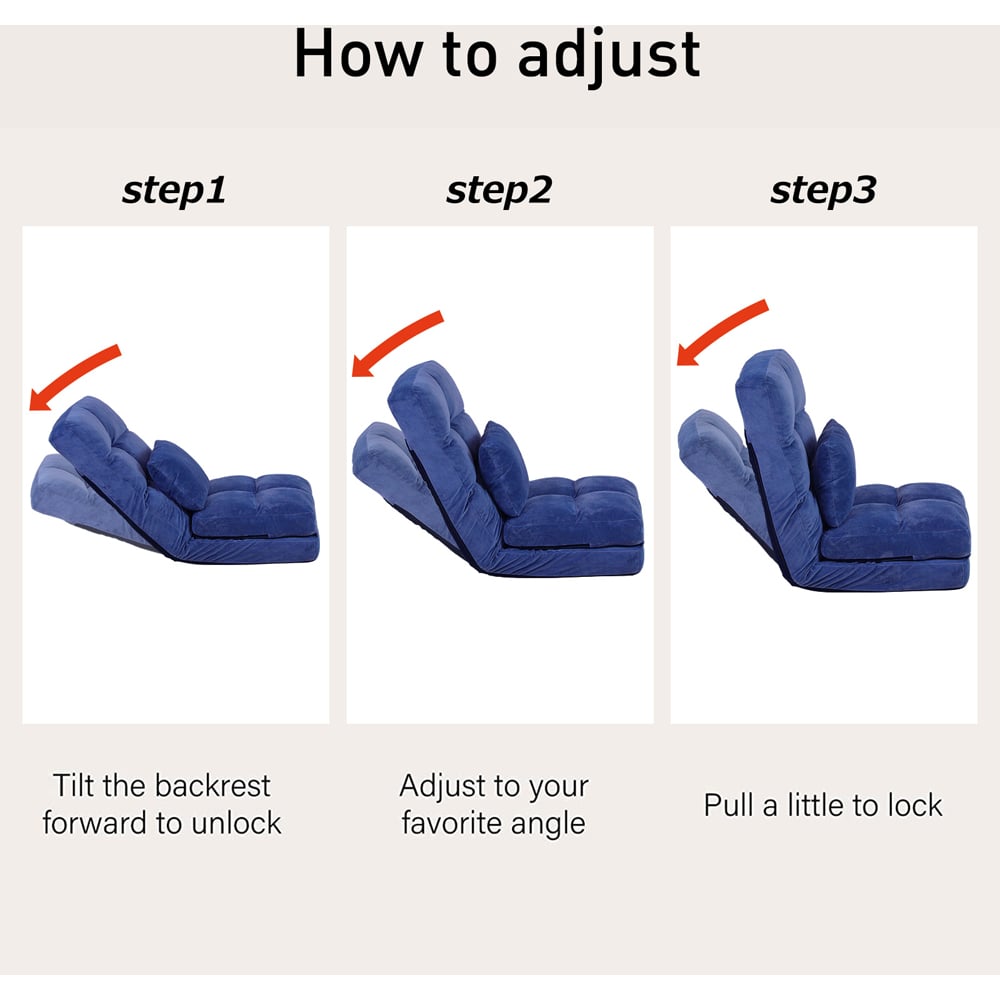 Furniture One Blue Foldable Floor Chair with Pillow Image 5