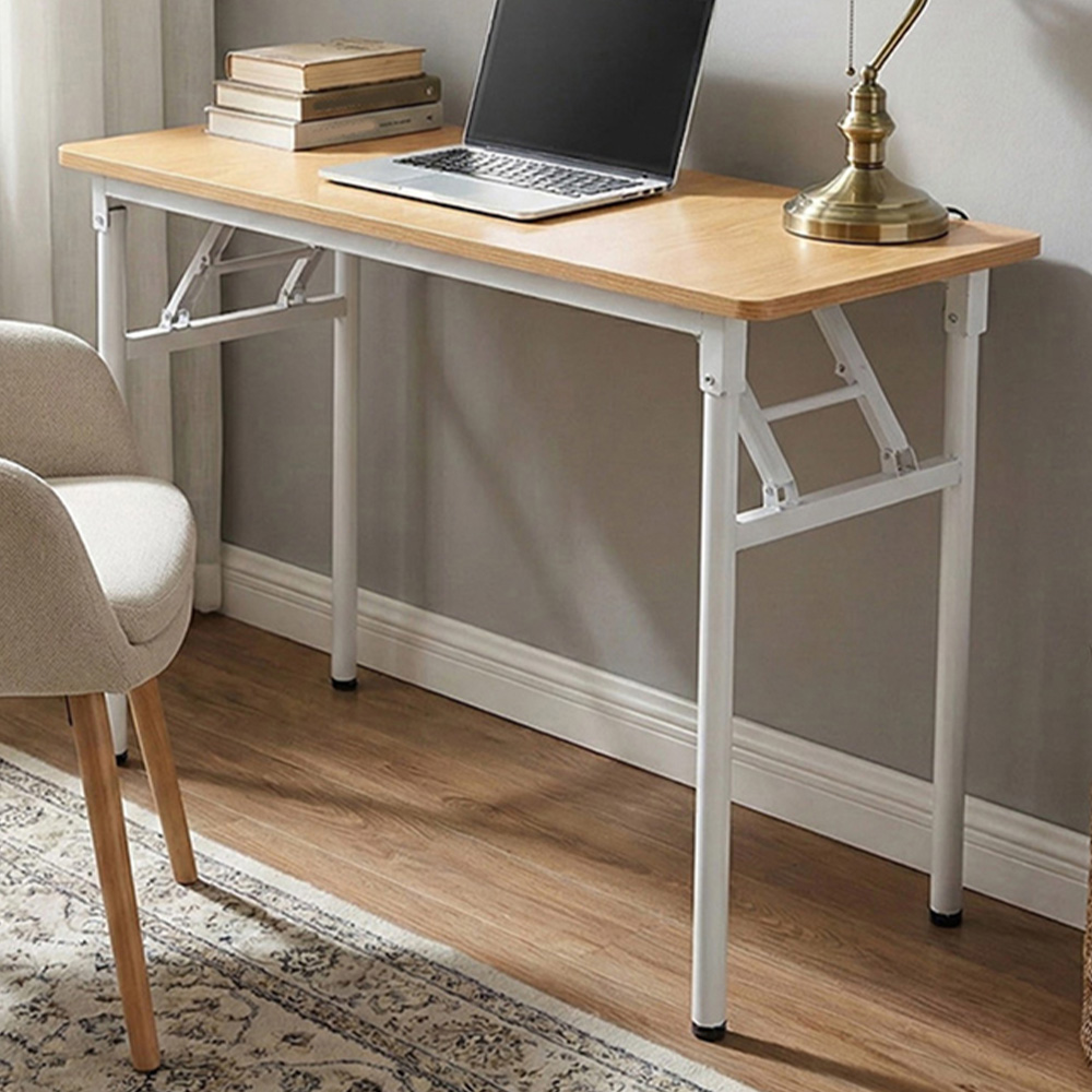 Living and Home Metal Frame Foldable Laptop Desk Natural Image 1