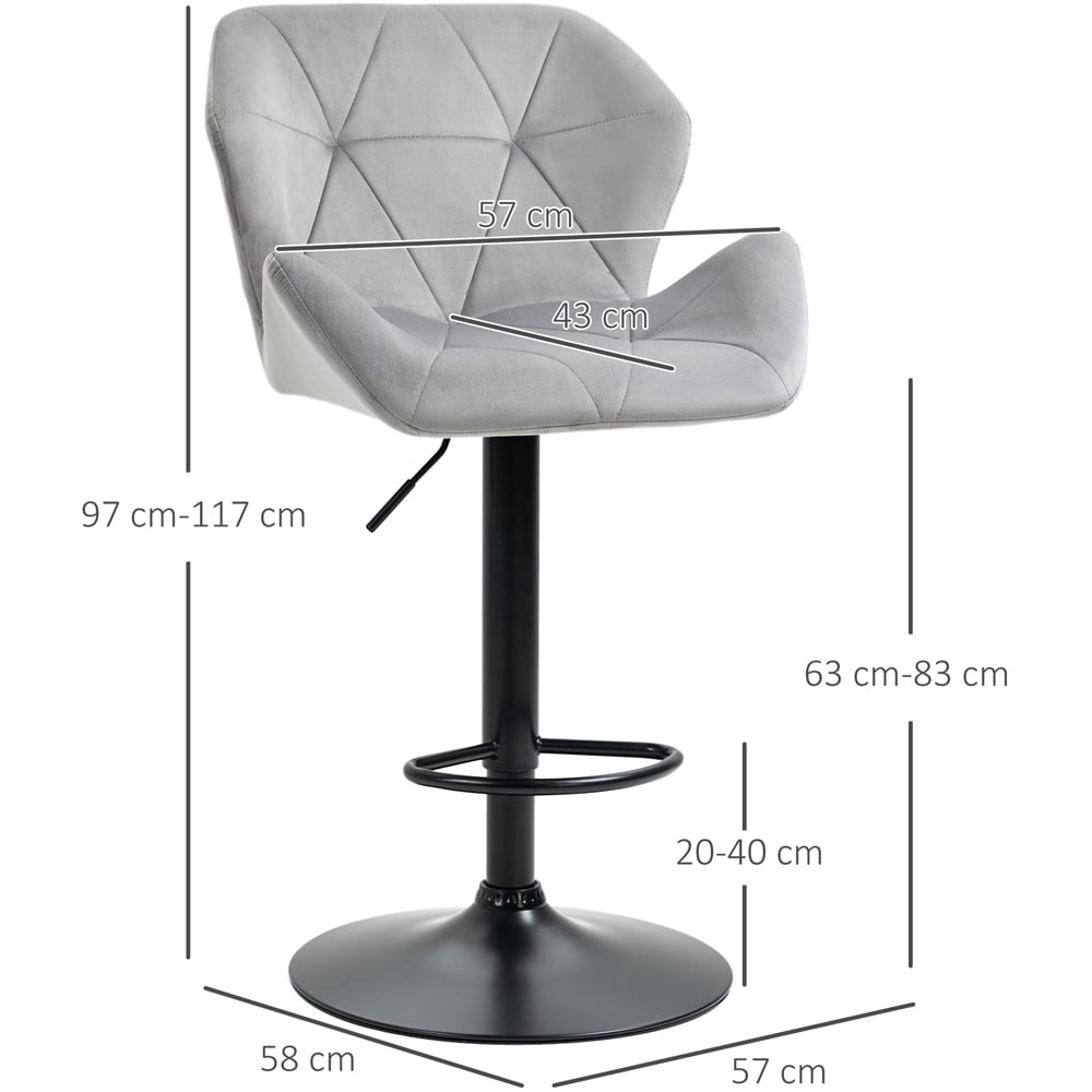 Portland Grey Luxurious Velvet Touch Bar Stool Set of 2 Image 7