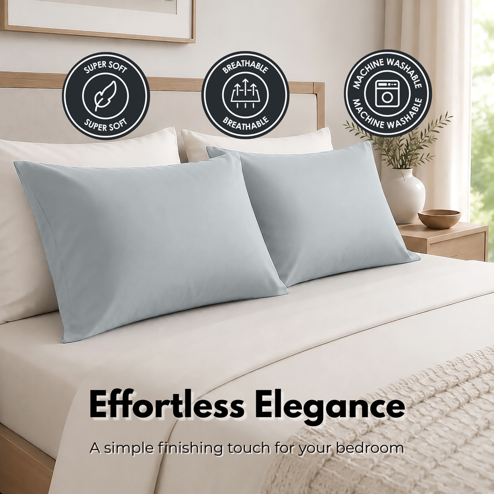 MHG Living Grey Microfibre Envelope Closure Pillowcase 50 x 75cm 2 Pack Image 5