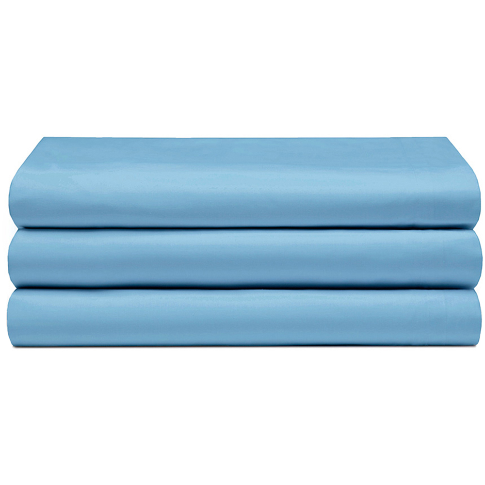Serene Super King Sky Blue Flat Bed Sheet Image 1