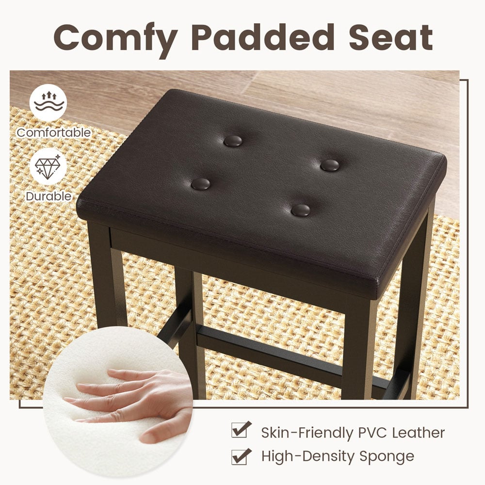 Costway Brown Bar Stool Set of 2 Image 7
