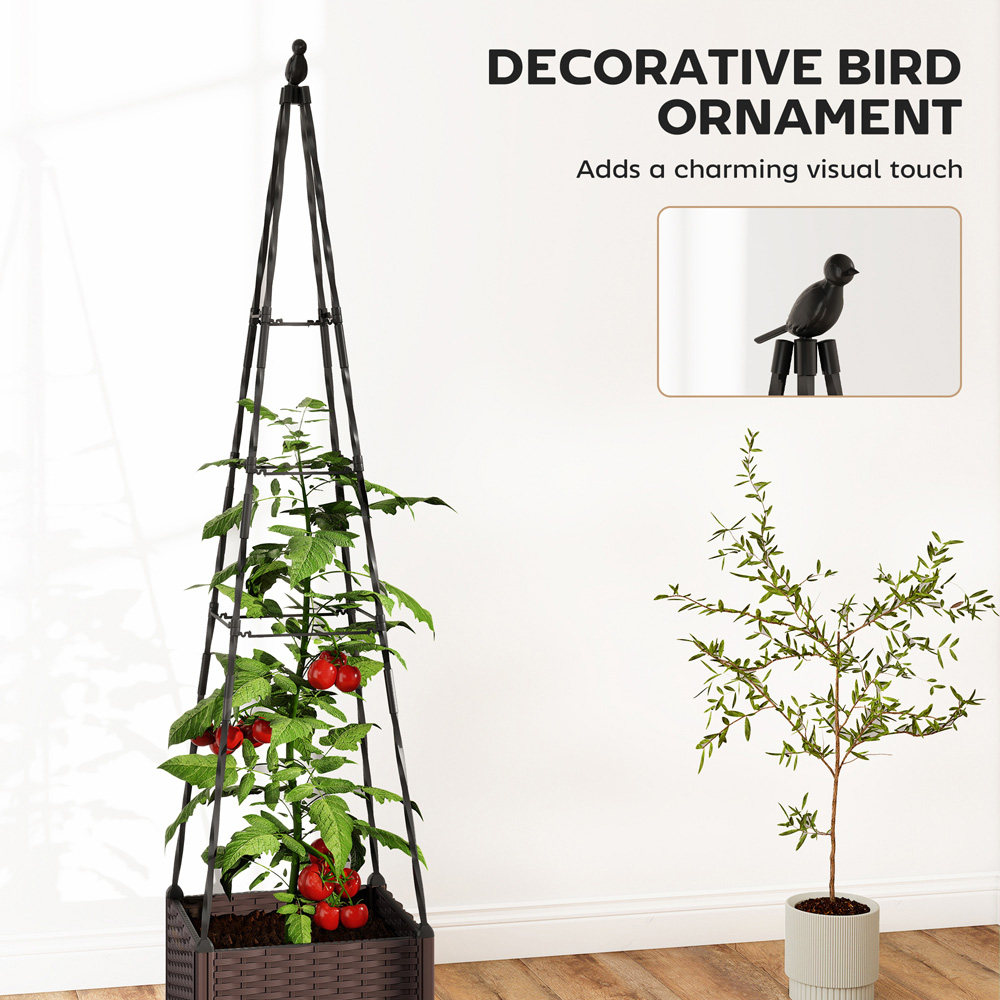 Outsunny Black Plastic Self Watering Raised Planter with Trellis and Drainage Holes 175 x 40 x 40cm Image 6
