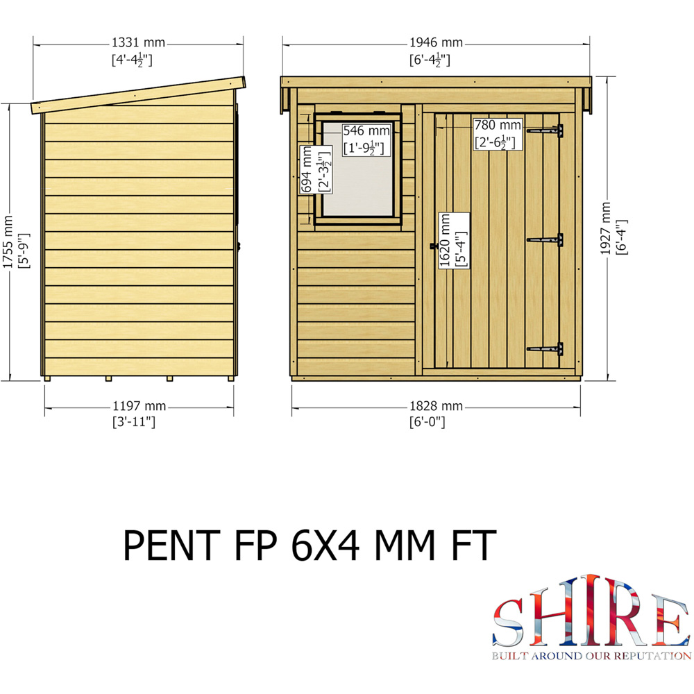 Shire 6 x 4ft Shiplap Pent Shed Image 9