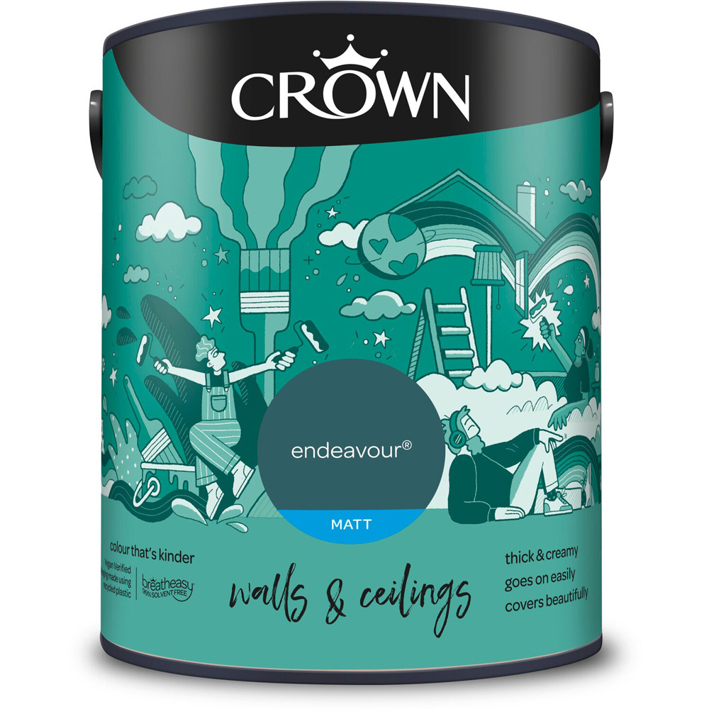 Crown Walls and Ceilings Endeavour Matt Emulsion Paint 5L Image 2