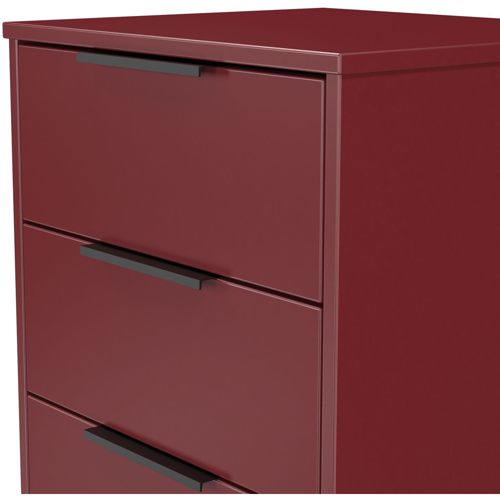 Crowndale Hong Kong 5 Drawer Matt Red Tall Bedside Cabinet Ready Assembled Image 5