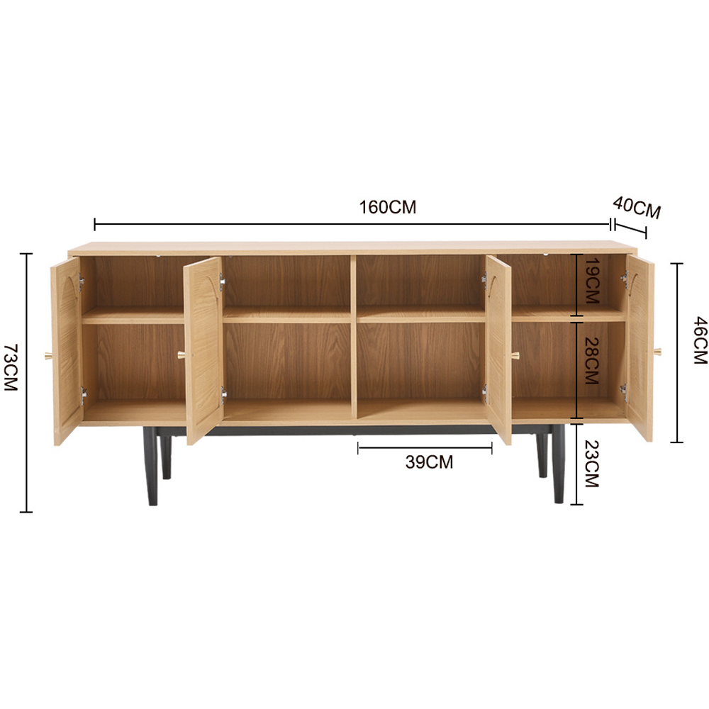 H&O Direct 4 Door Wood Woven Accent Cabinet Image 5