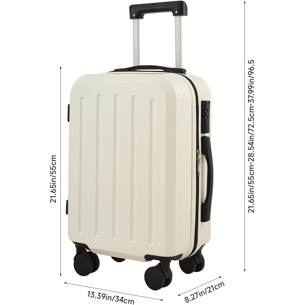 H&O Direct White ABS Hard Shell Suitcase with Cup Holder and USB Port 20 inch Image 6