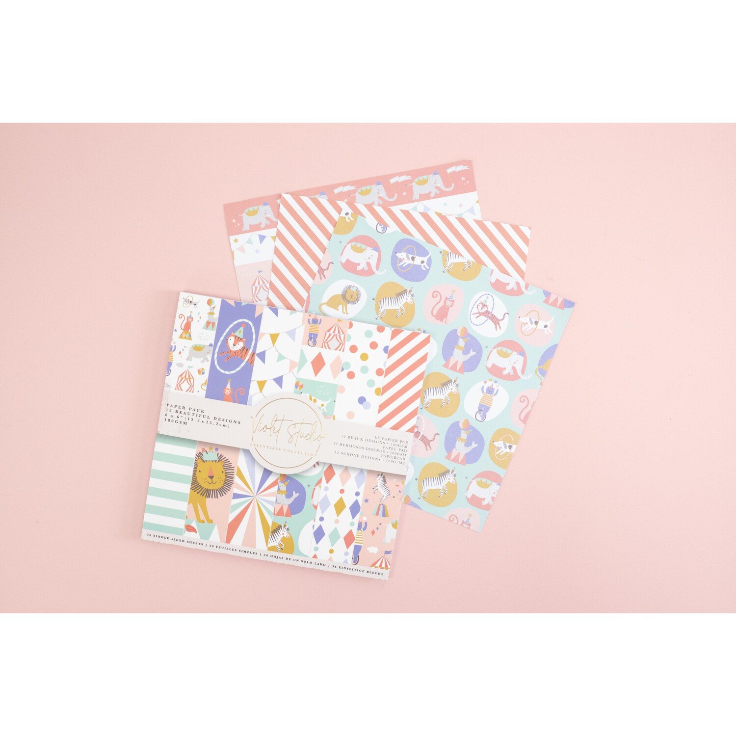 Crafter's Companion Violet Studio Paper Pad Little Circus - 6in x 6in Image 2