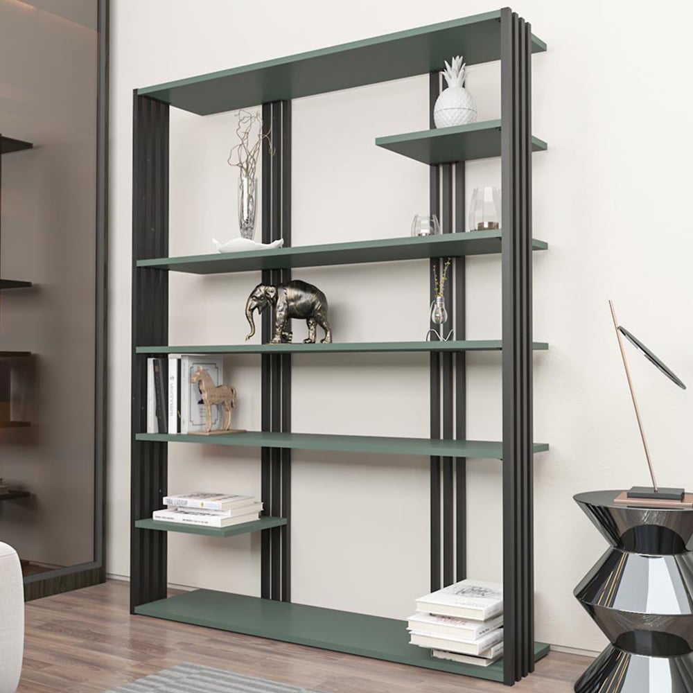 Decorotika Jeni 6 Shelf Green and Black Bookcase Image 1