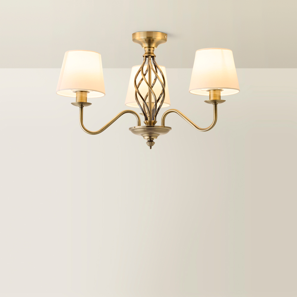 ValueLights Memphis Antique Brass Barley Twist LED Ceiling Lamp Image 5