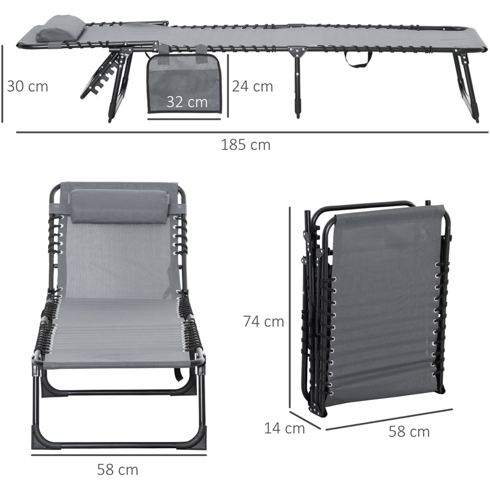 Outsunny Grey Portable Garden Reclining Sun Lounger Image 8