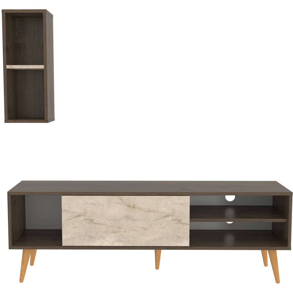 Decorotika Rans Walnut Traverter TV Stand for 55 inch TV Image 2