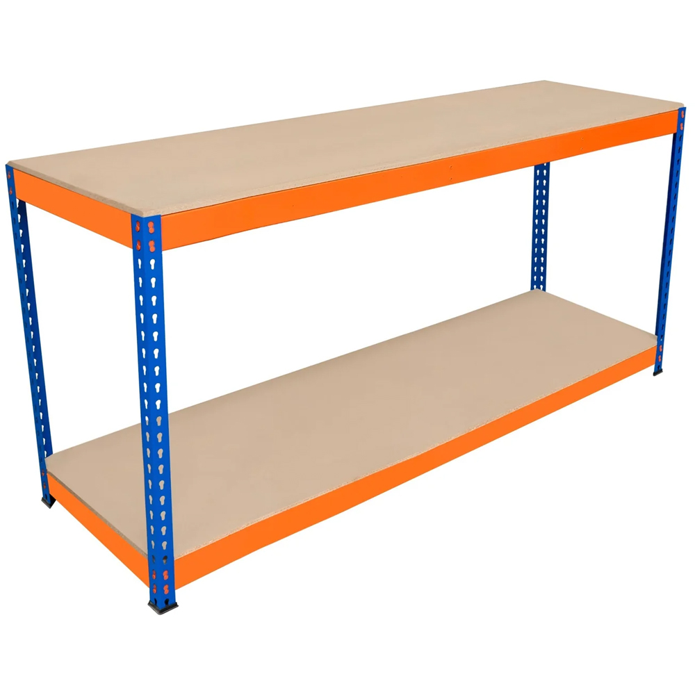 MonsterShop S-Rax 2 Shelf Blue and Orange Workbench 180 x 60cm Image 1