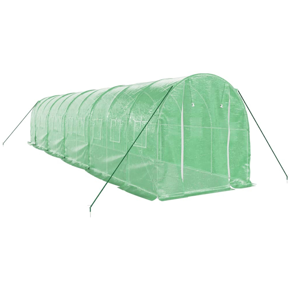 vidaXL Green Polyethylene Galvanised Steel Frame 32.8 x 6.5ft Greenhouse Image 2