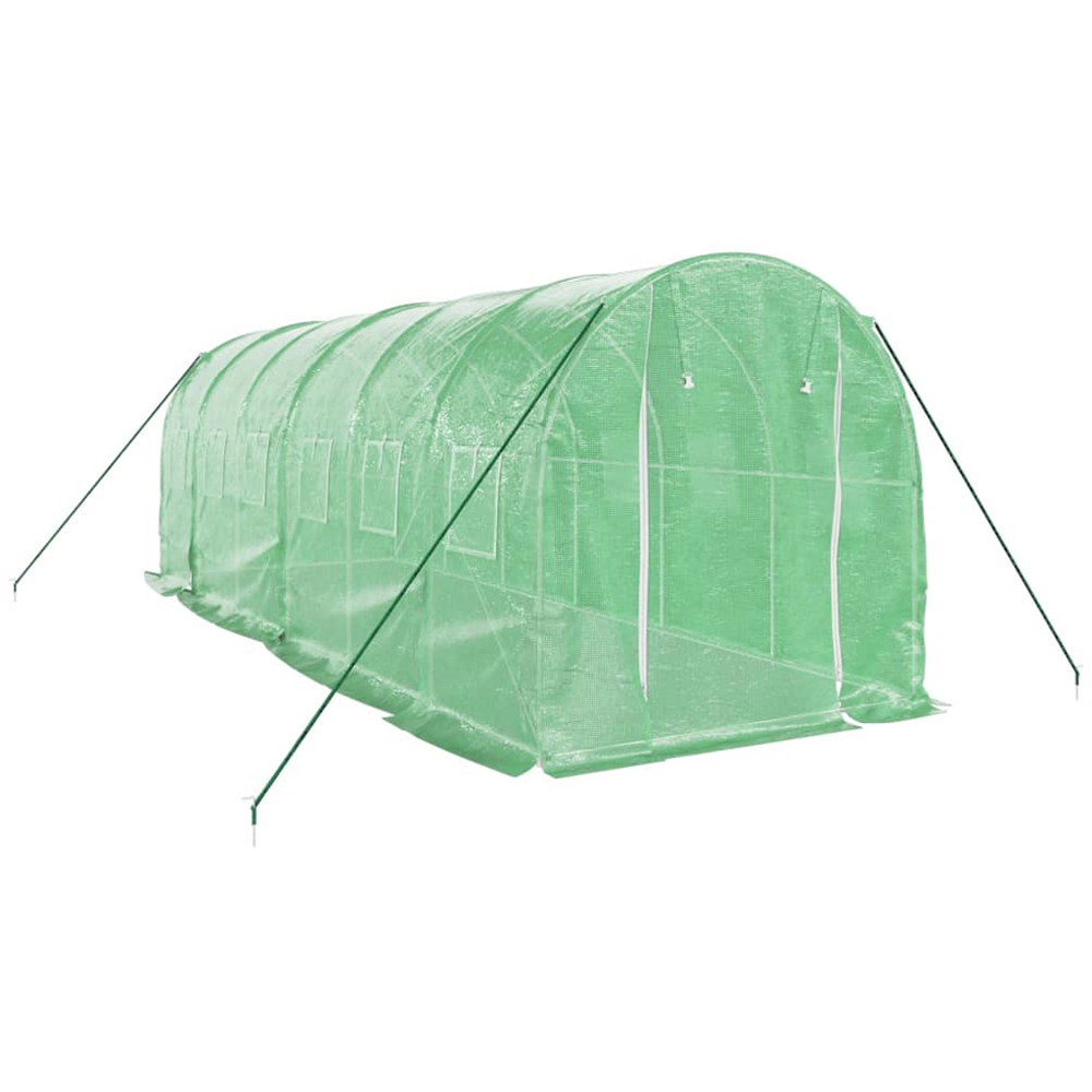 vidaXL Green Polyethylene Galvanised Steel Frame 19.6 x 6.5ft Greenhouse Image 2