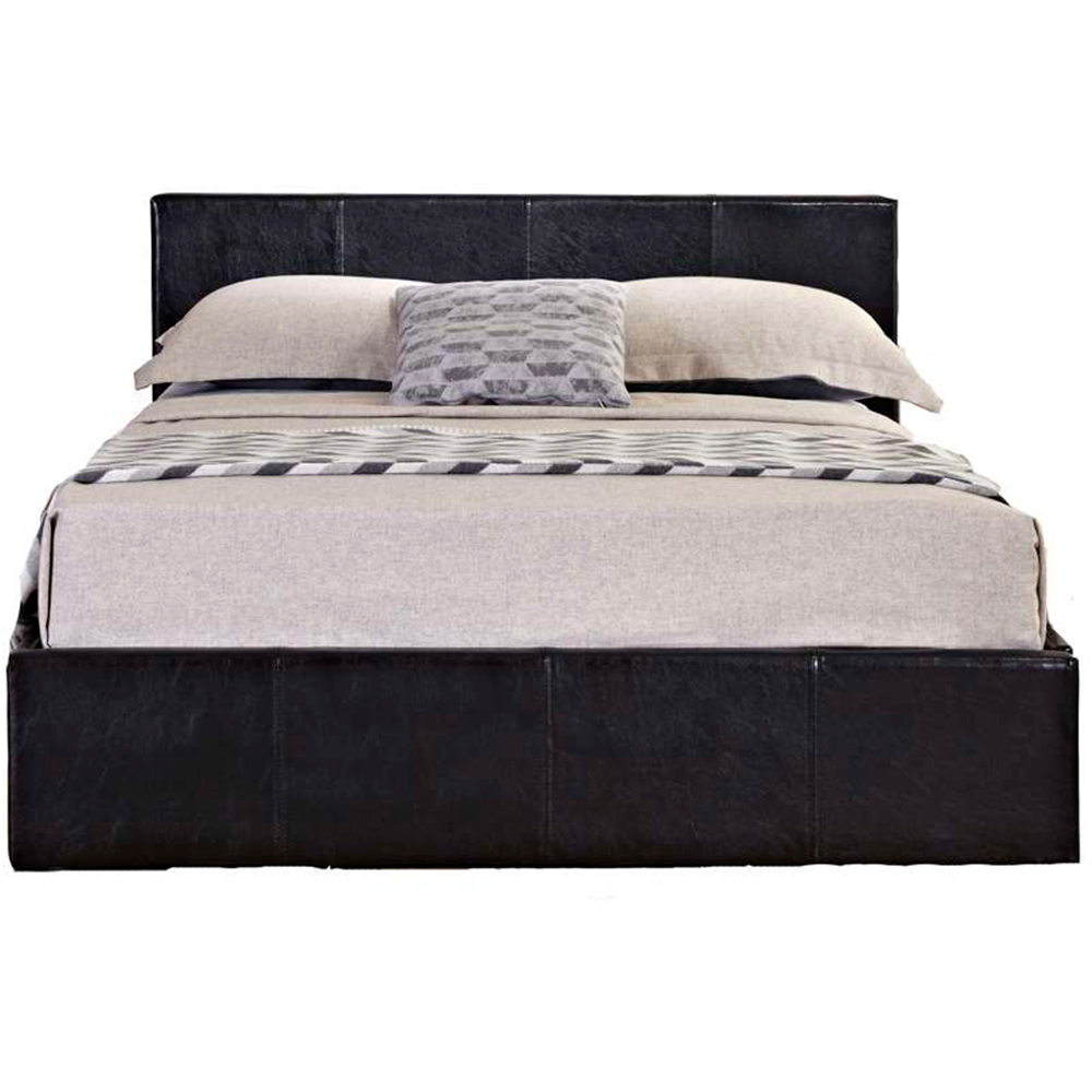 Berlin Double Brown Faux Leather Ottoman Bed Image 2