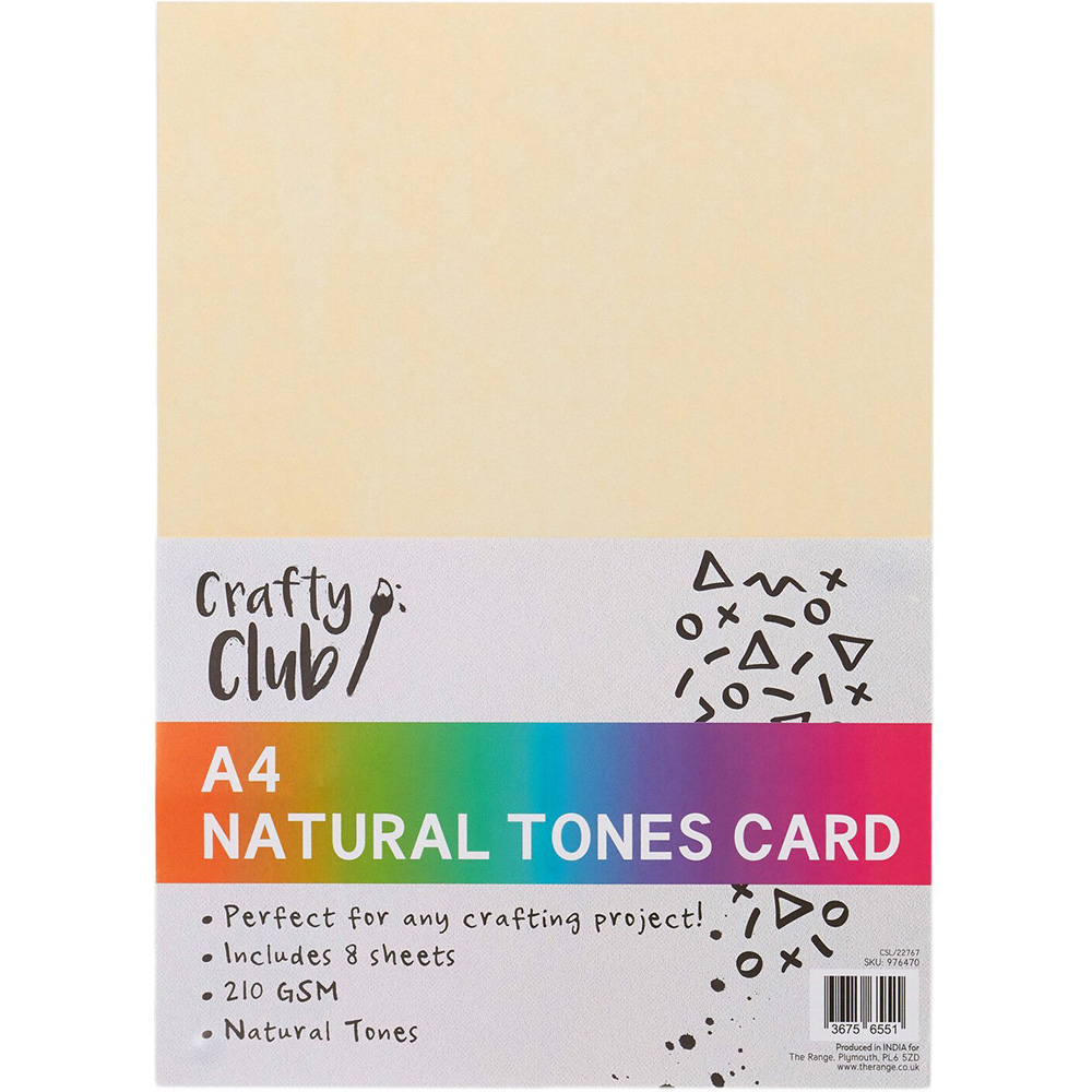 Crafty Club Pack of 8 A4 Natural Tone Card - Natural Image 2