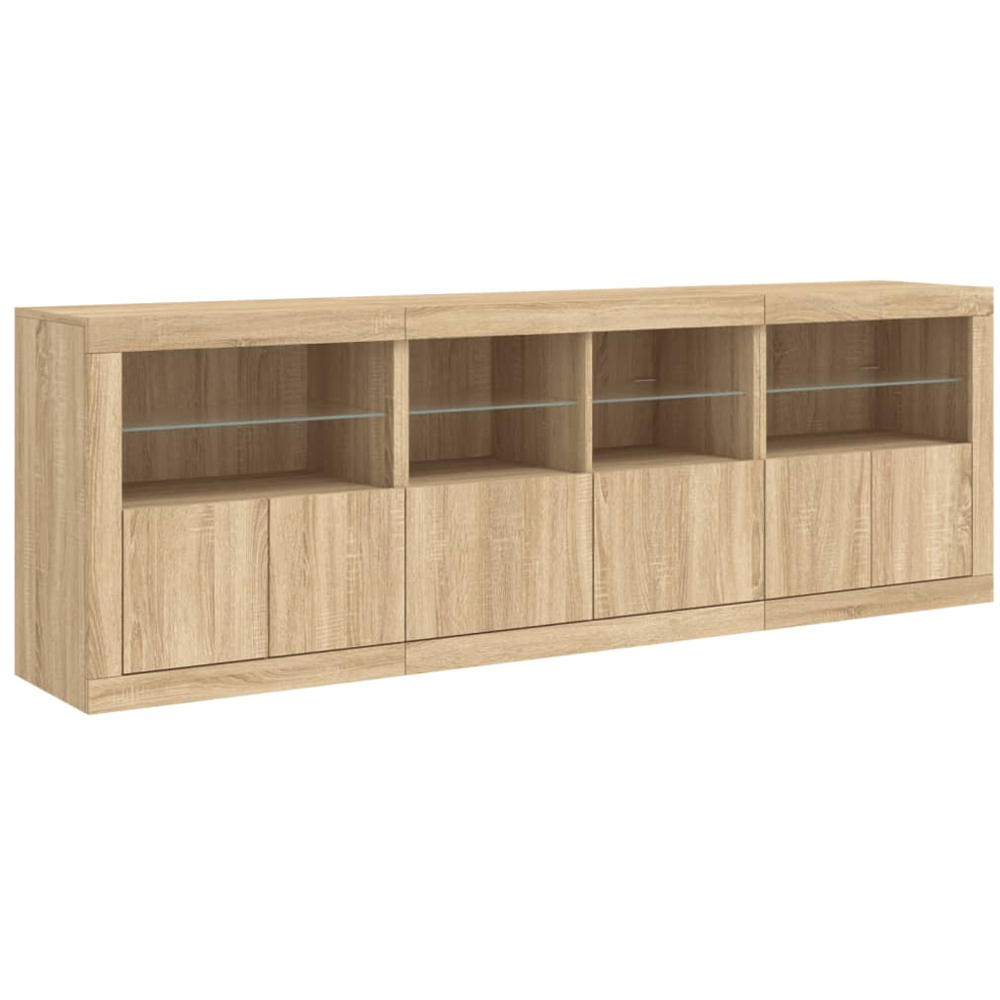 vidaXL 6 Door 8 Shelf Sonoma Oak LED Sideboard 3 Piece Image 4