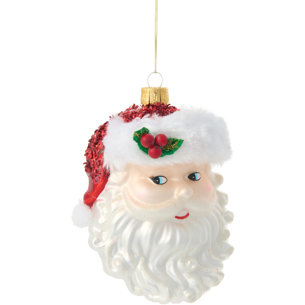 Festive Glass Santa Decoration Image 1