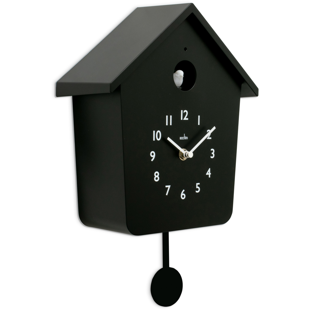 Acctim Casper Black Lighted Pendulum Cuckoo Wall Clock 34cm Image 4