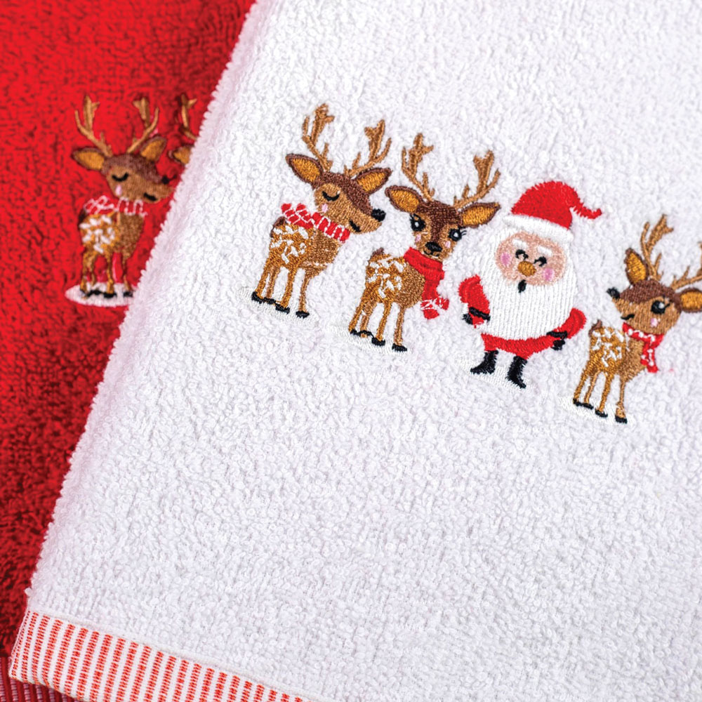 wilko Christmas Santa Cotton Hand and Guest Towel 2 Pack Image 3
