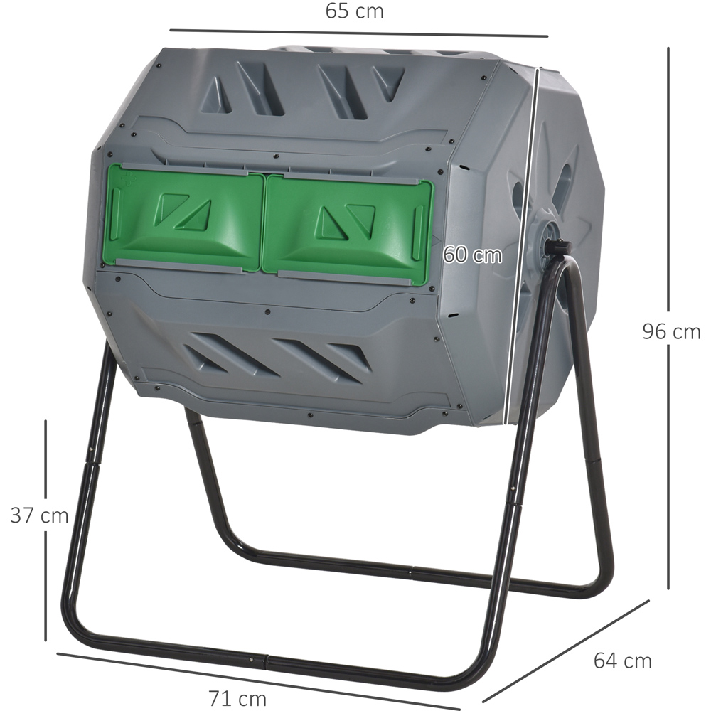 Outsunny Grey 2 Chamber Steel Tumbling Composter 160L Image 7