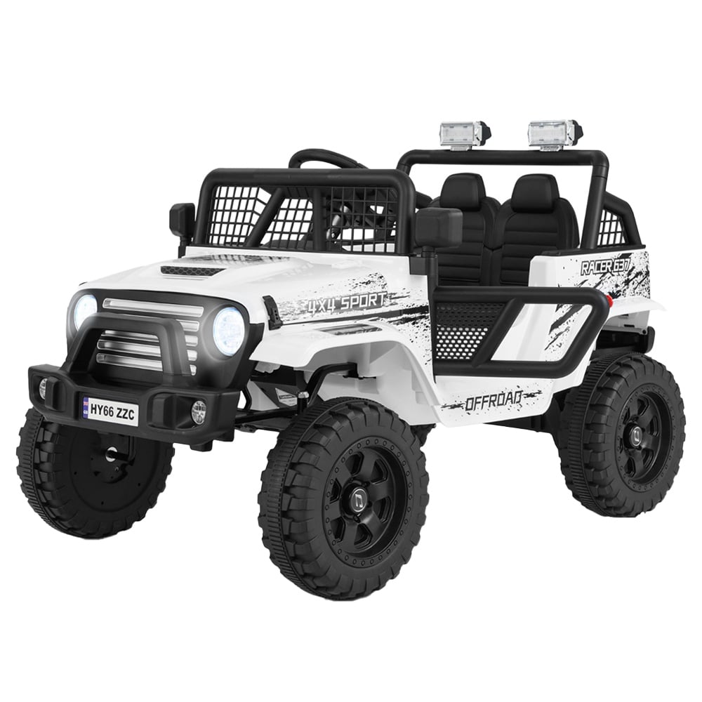Costway White Kids Ride On Truck Car with Remote Control and LED Light Image 1