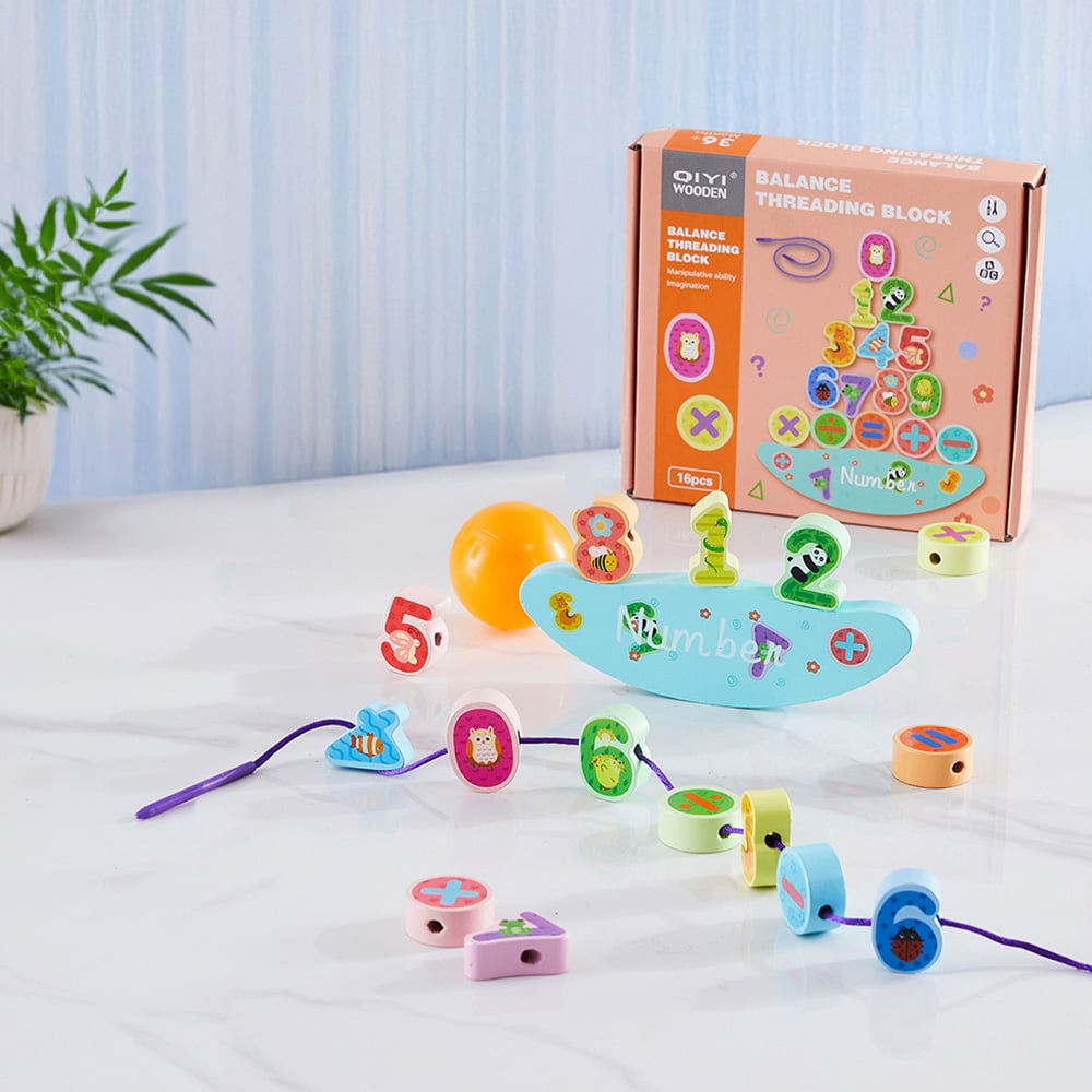 H&O Direct Numbers Wooden Stacking Balance Block Game Image 2