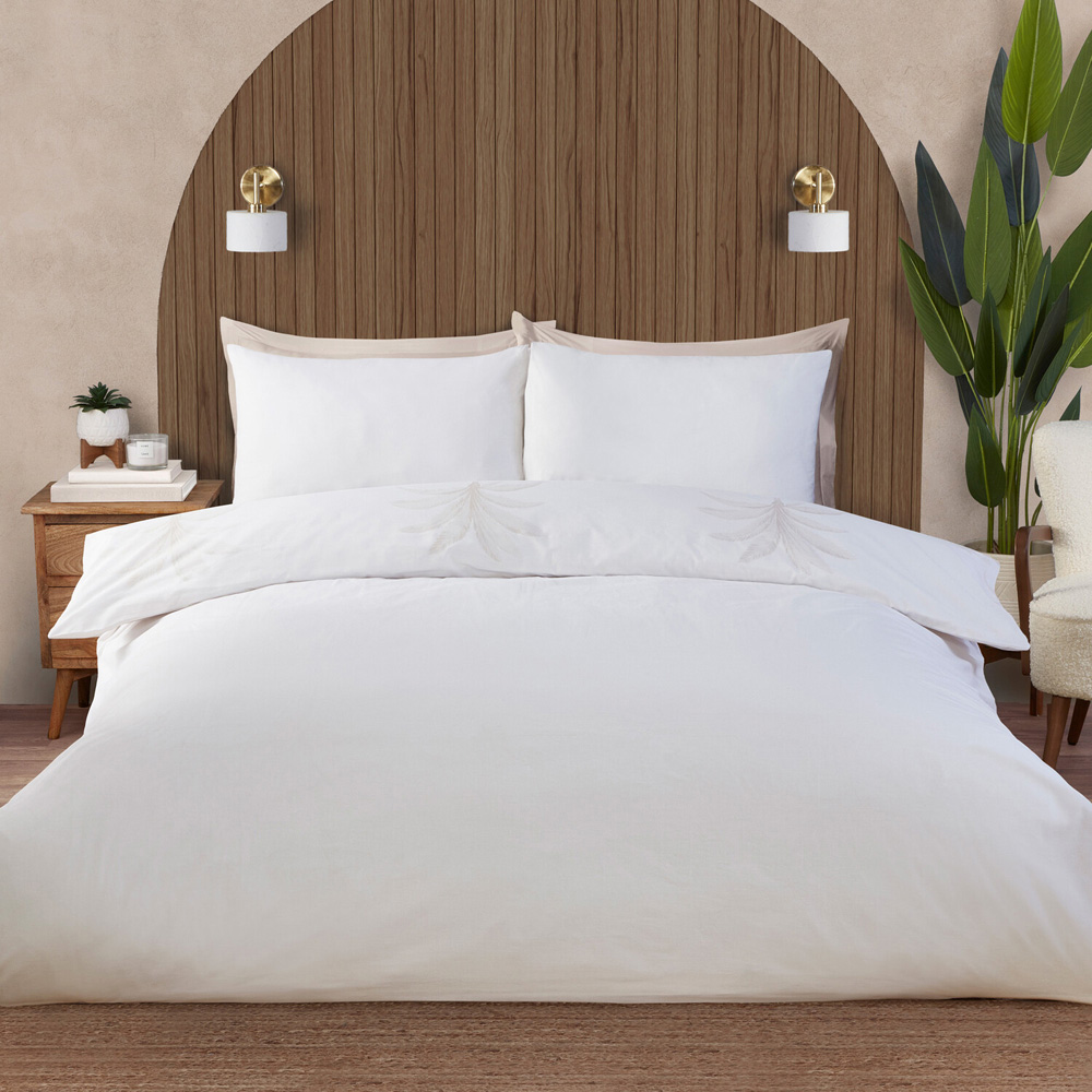 Palms Metallic Duvet Set Neutral King Image 2