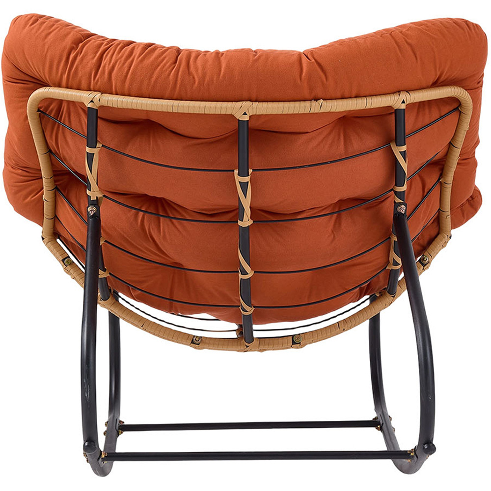 Living and Home Orange PE Rattan Rocking Chair with Cushion Image 5