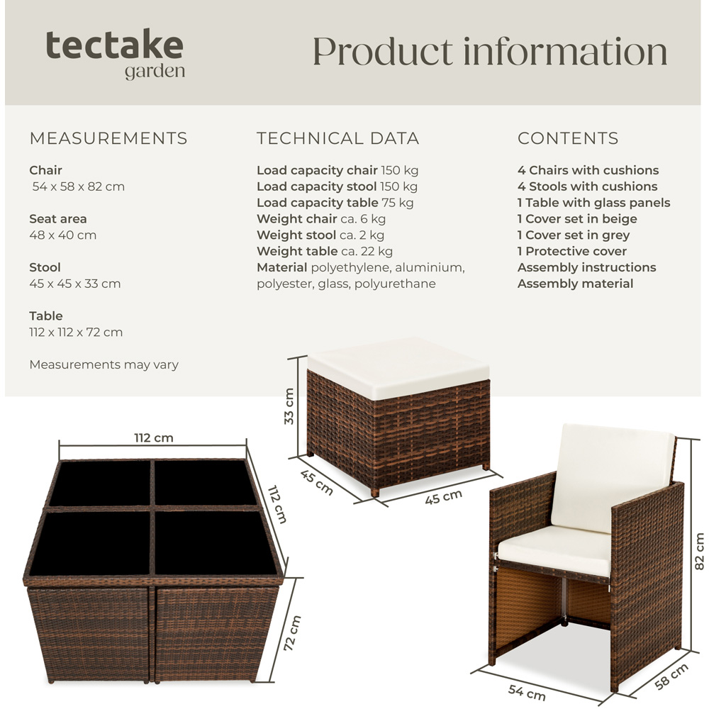 tectake Manhattan 8 Seater Rattan Garden Dining Set Black and Brown Image 9