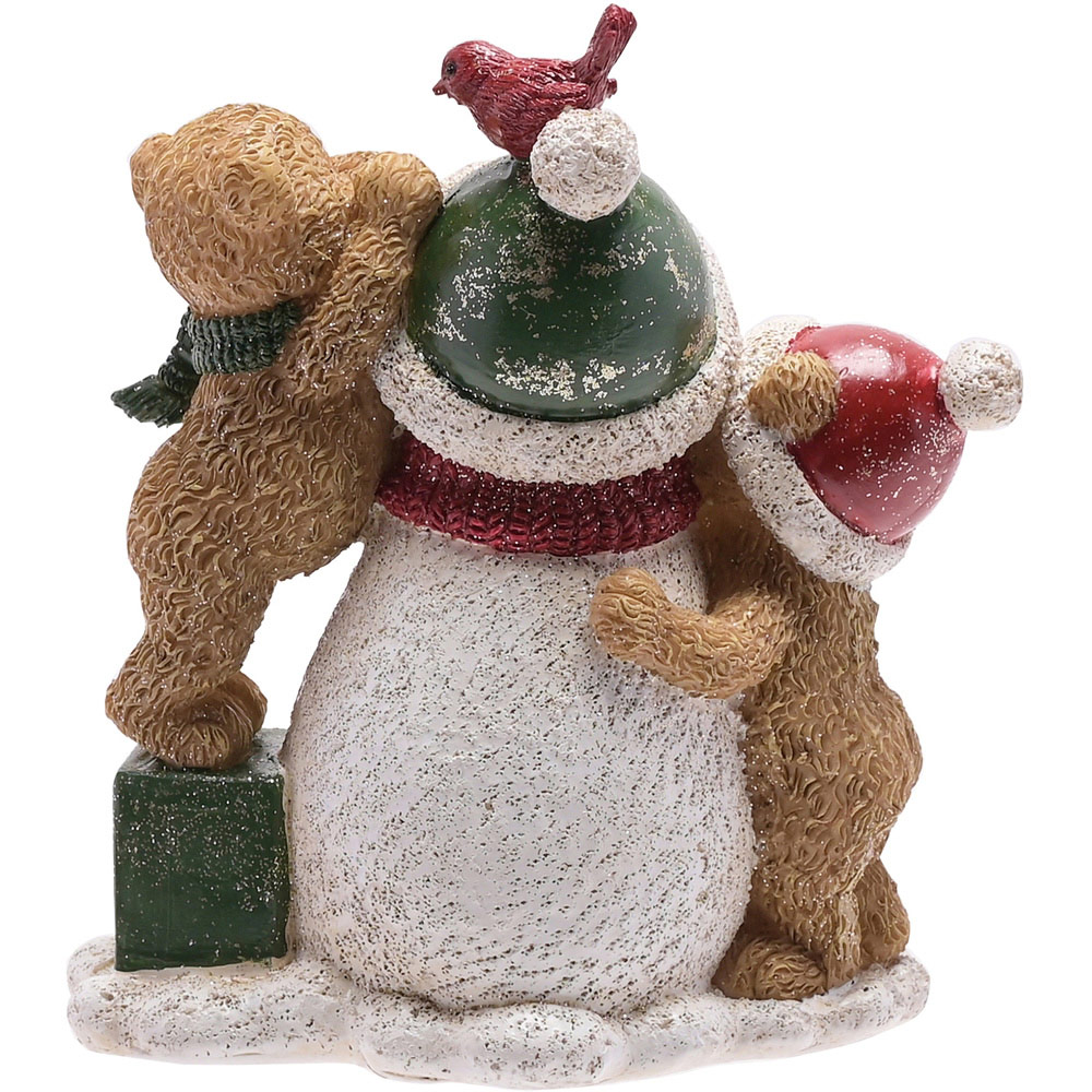 The Christmas Gift Co Snowman and Teddy Bears Scene Figurine Image 4